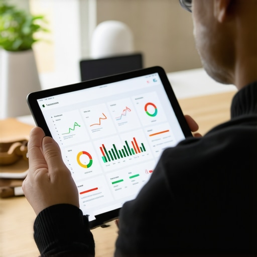 Person reviewing health data and blood markers on a digital dashboard.