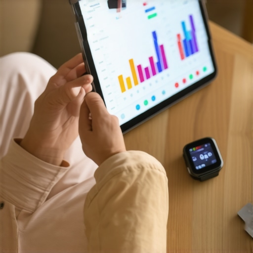 A person reviewing personal health data and blood work trends on a digital tablet.