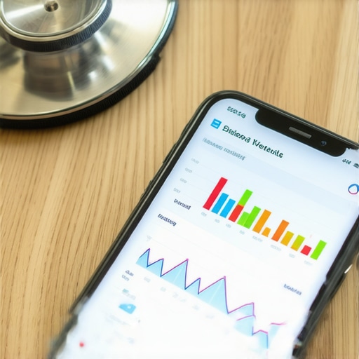 Smartphone displaying long-term health and lab result trends on a digital dashboard
