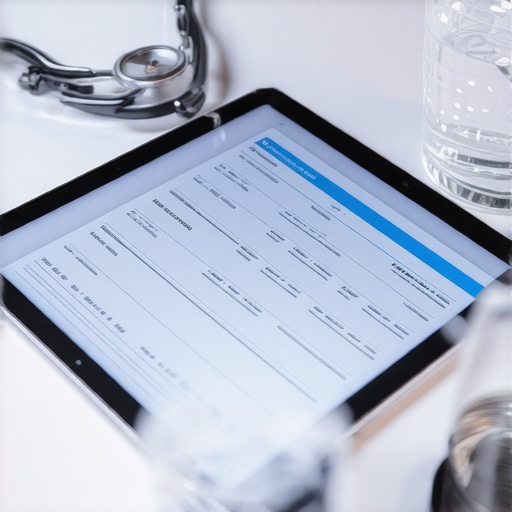 Digital Medical Lab Results Review Close up of digital health markers and medical report on a tablet