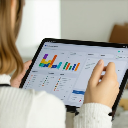Digital health dashboard for proactive wellness monitoring A person reviewing health data and lab results on a tablet at home to optimize their wellness.