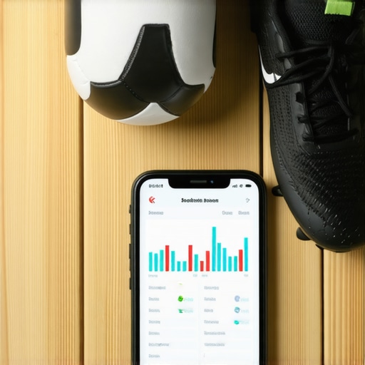 A smartphone showing a health vault app next to sports gear