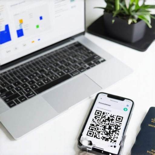 A smartphone showing a digital vaccination record and a laptop with health data analytics.