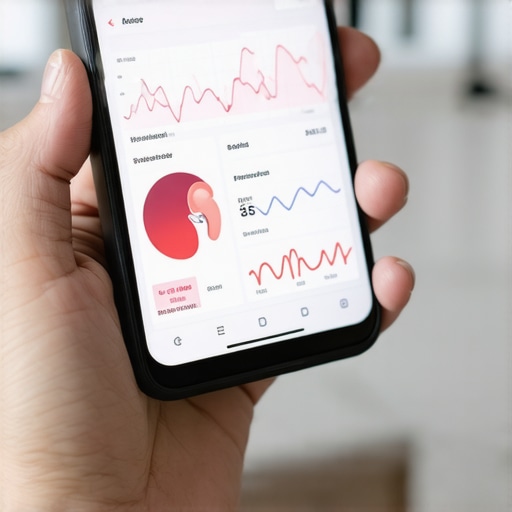 Person tracking kidney health markers and lab results on a mobile health app