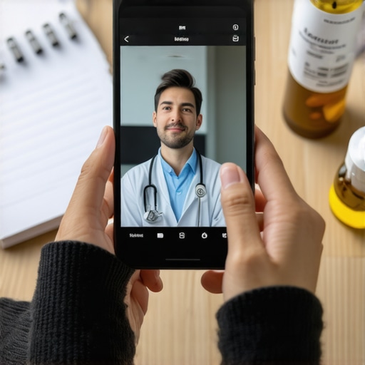 Efficient Virtual Allergy Consultation A patient using a smartphone for a quick virtual medical appointment for allergy relief.