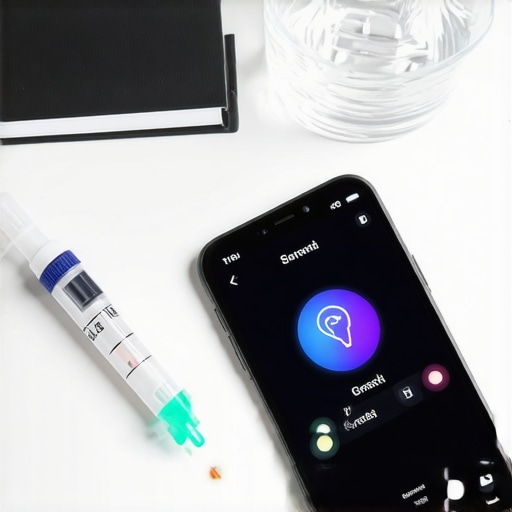 Smartphone health app and home diagnostic tools on a desk