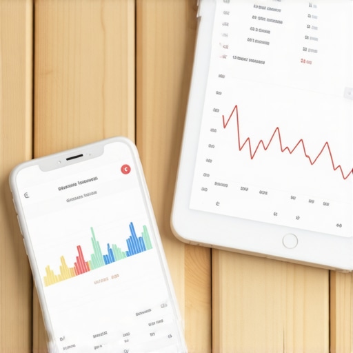 Modern Digital Health Dashboard and Wearable Data A digital tablet and smartphone displaying long-term health trends and lab result analytics.