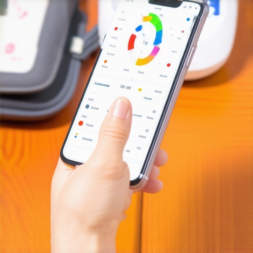 Person reviewing digital health data on a smartphone with medical devices.