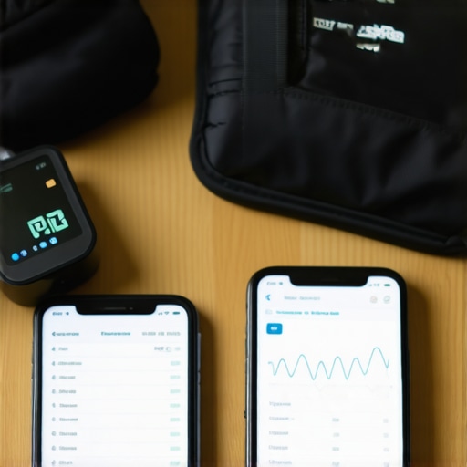 A smartphone and digital blood pressure monitor used for home wellness tracking