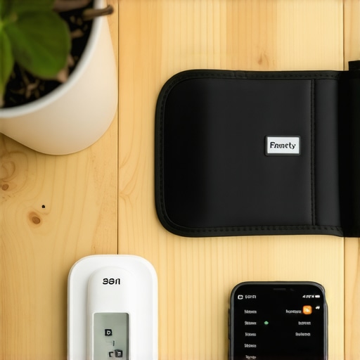 Modern Home Wellness Tools A collection of digital health monitoring tools and a smartphone for telehealth management.