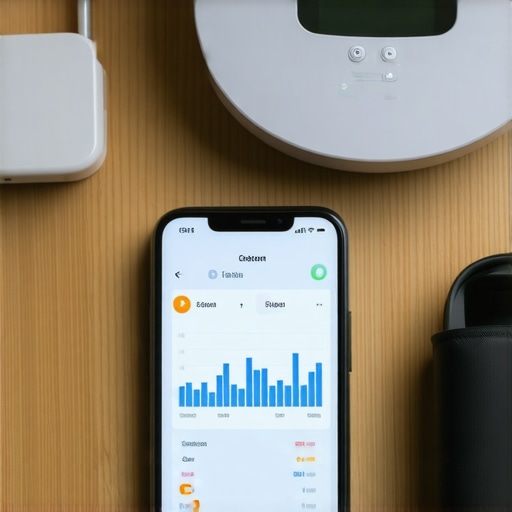 A smartphone showing health metrics and a wireless blood pressure cuff for proactive wellness management.