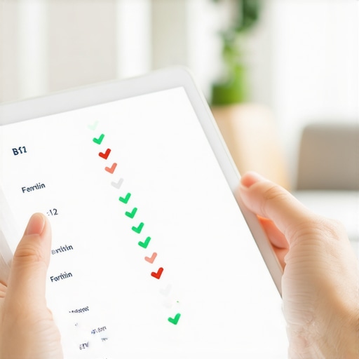 Optimizing lab results for better mental health Close-up of lab test markers on a digital tablet showing optimal health levels