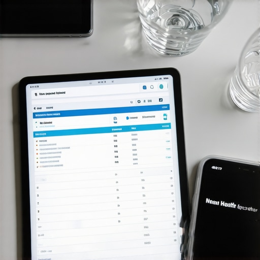 Organizing digital health records for families Tablet and phone displaying health data spreadsheets for proactive wellness tracking.