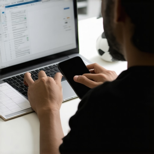 A parent managing vaccine records for sports on a laptop