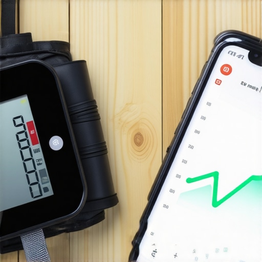 A smartphone and blood pressure monitor used for proactive health maintenance