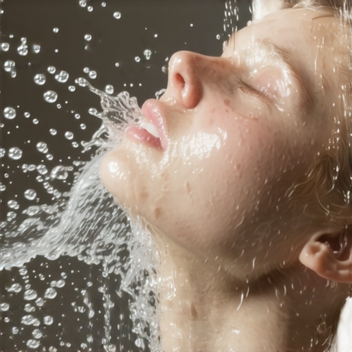 Physiological reset with cold water Person splashing cold water on face to trigger mammalian dive reflex for panic relief