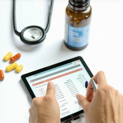 Person checking their blood markers on a tablet to monitor liver health.