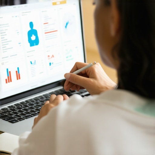 Telehealth Specialist Explaining Health Data A doctor via telehealth explaining optimal versus normal lab results to a parent.