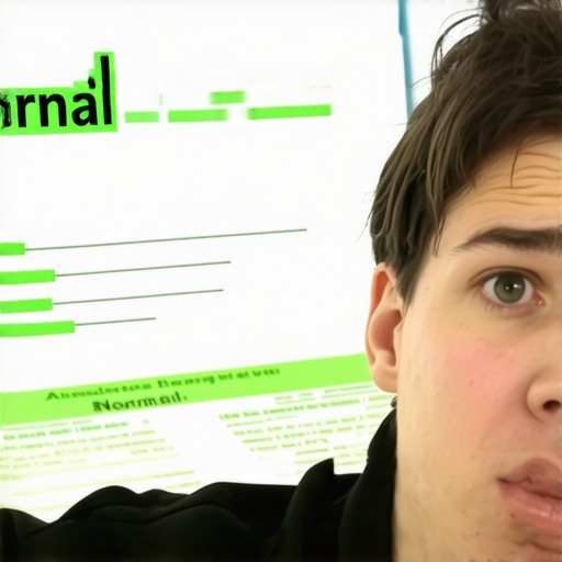 Close up of lab report results highlighting the word normal versus a tired patient