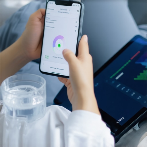 A person logging peak flow data on a smartphone for a telehealth consultation.